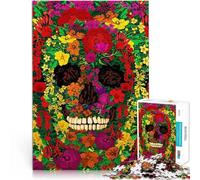 puzzle 1000 pezzi per adulti Teschi e fiori Arcobaleno Difficile da completare ma divertente e umoristico Regalo di compleanno, regali 38x26cm