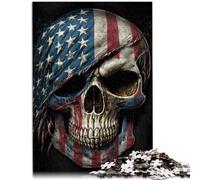 Puzzle 1000 pezzi per adulti teschio con bandiera americana rilassante giocattolo educativo intellettuale 26 x 38 cm antistress vacanza a casa tempo