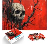 puzzle 1000 pezzi per adulti Teschio di luna piena notte rossa Per il divertimento in famiglia Migliorare l'amore tra le coppie 38x26cm