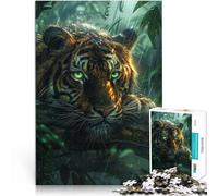 puzzle 1000 pezzi per adulti Tigre della foresta pluviale tropicale Sollievo dallo stress Ogni pezzo è unico - Gioco divertente e stimolante per tutta la famiglia 38x26cm