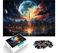 Puzzle 1000 pezzi per adulti Tokyo Giappone Città di Notte Gioco di Riflessione 26x38cm Collezione di Artisti Belle Arti per Adolescenti 14 Anni