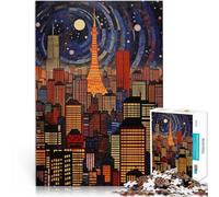 puzzle 1000 pezzi per adulti Tokyo, Giappone di notte per il giocattolo di sfida del gioco educativo con poster abbinato e foglio di quiz 38x26cm