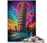 Puzzle 1000 pezzi per adulti Torre pendente di Pisa Italia Decorazione per la casa Puzzle 19,7 "x 29,5" Allenare il Cervello e le mani