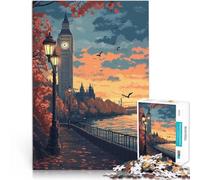 puzzle 1000 pezzi per adulti Tramonto a Londra con il Big Ben Per il divertimento in famiglia Regalo di compleanno, regali, arte murale 52x38cm