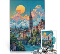 puzzle 1000 pezzi per adulti Tramonto Basilea Svizzera per il giocattolo di sfida del gioco educativo Decorazioni e regali unici per la casa 52x38cm