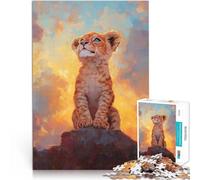 puzzle 1000 pezzi per adulti Tramonto del cucciolo di leone Per il divertimento in famiglia perché è ideale come regalo per tutta la famiglia 38x26cm