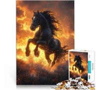 puzzle 1000 pezzi per adulti Tramonto di fuoco del cavallo nero Sfida di gioco educativo giocattolo Giocattoli per la decorazione della casa 38x26cm