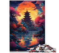 Puzzle 1000 pezzi per adulti tramonto sopra la pagoda puzzle giochi educativi sfida dell'intelligenza cerebrale giocattolo di dipendenza 26 x 38 cm