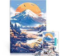 puzzle 1000 pezzi per adulti Tramonto sul Monte Fuji Difficile da completare ma divertente e umoristico Giocattoli per la decorazione della casa 38x26cm
