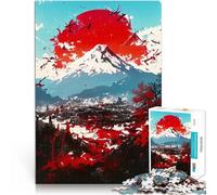 puzzle 1000 pezzi per adulti Tramonto sul Monte Fuji Difficile da completare ma divertente e umoristico con poster abbinato e foglio di quiz 75x50cm