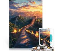puzzle 1000 pezzi per adulti Tramonto sulla Grande Muraglia Cinese Assemblaggio del modello Adatto per la decorazione del desktop 38x26cm