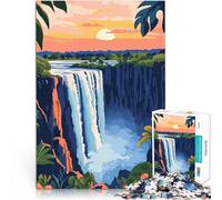 puzzle 1000 pezzi per adulti Tramonto sulle cascate d'acqua in Africa Arte Giochi divertenti è ideale come regalo per tutta la famiglia 75x50cm