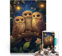 puzzle 1000 pezzi per adulti Tre gufi nella notte per il giocattolo di sfida del gioco educativo Decorazioni e regali unici per la casa 52x38cm