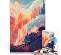 puzzle 1000 pezzi per adulti Treno attraverso le montagne Sfida di gioco educativo giocattolo Adatto per la decorazione del desktop 75x50cm
