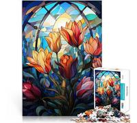 puzzle 1000 pezzi per adulti Tulipani in vetro colorato Giocattoli educativi per l'apprendimento Giochi per famiglie Buon regalo 52x38cm
