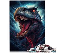 Puzzle 1000 pezzi per adulti Tyrannosaurus Rex circondato da una tempesta. Giochi divertenti 26 x 38 cm tutta la famiglia.
