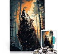 puzzle 1000 pezzi per adulti Ululato del lupo della foresta al crepuscolo Analisi e logica Giocattoli per la decorazione della casa 75x50cm