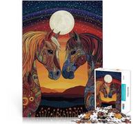 Puzzle 1000 pezzi per adulti una coppia di cavalli Fatto di legno，Adatto a partire dai 14 anni Giochi divertenti Regali unici per compleanno e Natale。misurare：50x75cm/19.68x29.52pollice