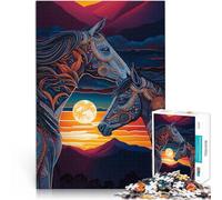Puzzle 1000 pezzi per adulti una coppia di cavalli Fatto di legno，per e da 14 anni in su Giochi educativi Attività divertenti a casa, regali di compleanno, regali di viaggio,。misurare：50x75cm
