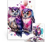 puzzle 1000 pezzi per adulti Una storia d'amore tra coppie di gufi Attività per famiglie con pezzi completamente interconnessi di forma casuale 38x26cm