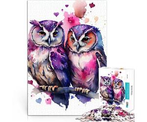 puzzle 1000 pezzi per adulti Una storia d'amore tra coppie di gufi Attività per famiglie con pezzi completamente interconnessi di forma casuale 38x26cm