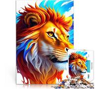 puzzle 1000 pezzi per adulti una testa di leone per il giocattolo di sfida del gioco educativo con poster abbinato e foglio di quiz 38x26cm