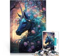Puzzle 1000 pezzi per adulti Unicorno e foresta magica Fatto di legno，Adatto a persone dai 14 anni in su Gioco antistress per famiglie, sfida difficile Regali di compleanno e regali unici。