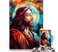 puzzle 1000 pezzi per adulti Vetrata di Gesù Cristo Difficile da completare ma divertente e umoristico Regalo di compleanno, regali, arte murale 75x50cm