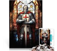 puzzle 1000 pezzi per adulti Vetrata raffigurante un cavaliere templare Divertimento in famiglia è ideale come regalo per tutta la famiglia 75x50cm