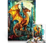 puzzle 1000 pezzi per adulti Vetrata raffigurante un drago Giochi educativi Decorazione della casa Migliorare l'amore tra le coppie 38x26cm