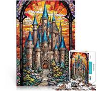 puzzle 1000 pezzi per adulti Vetrate del castello Difficile da completare ma divertente e umoristico Lista dei desideri con Babbo Natale 38x26cm
