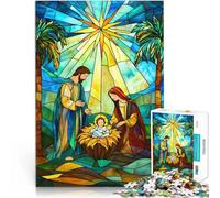 puzzle 1000 pezzi per adulti Vetrate della Natività Giocattoli educativi per l'apprendimento Giochi per famiglie Regali di Babbo Natale segreto 75x50cm