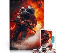 puzzle 1000 pezzi per adulti Vigile del fuoco in azione Difficile da completare ma divertente e umoristico Interazione genitore-figlio 52x38cm