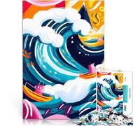 puzzle 1000 pezzi per adulti Vivace visione fauvista della Grande Onda di Kanagawa Analisi e logica Decorazioni e regali unici per la casa 70x100cm