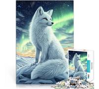 puzzle 1000 pezzi per adulti Volpe artica sotto l'aurora boreale Riduzione dello stress interessante perché è ideale come regalo per tutta la famiglia 50x70cm