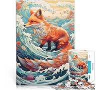puzzle 1000 pezzi per adulti Volpe nell'onda del mare Giocattolo educativo intellettuale decomprimente Migliorare l'amore tra le coppie 52x38cm