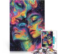 puzzle 1000 pezzi per adulti Volti astratti a colori Antistress Vacanza in patria Uccidere il tempo Lista dei desideri con Babbo Natale 75x50cm