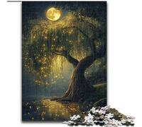 Puzzle 1000 pezzi per adulti Willow Tree Under The Moon Puzzle in legno 50X75cm Perfetto per Halloween, Natale, regalo di compleanno