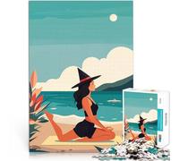 puzzle 1000 pezzi per adulti Yoga della strega sulla spiaggia giocattoli educativi per l'apprendimento Migliorare l'amore tra le coppie 38x26cm