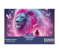 Puzzle 1000 pezzi per uomini e donne - Leone spirito ragazza rosa, gioco di famiglia e gioco educativo 38x26cm