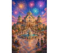 puzzle 1000 pezzi Piazza del castello fontana e fuochi artificiali Legno