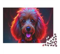 Puzzle 1000 Pezzi Poodle with A Red Background, Per Amore E Amico, Giochi, Puzzle Impossible, Grandi Dimensioni Regali 1000pcs (75x50cm)