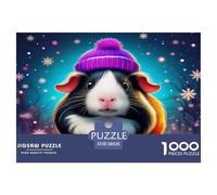 Puzzle 1000 pezzi Porcellino d'India - Cappello invernale, cosmico, accogliente e bizzarro, carta riciclata, decorazione murale, regalo, adulti e bambini, 38x26cm