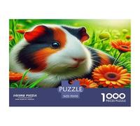 Puzzle 1000 pezzi Porcellino d'India - Girasoli, prato, accogliente e vivace, estremamente impegnativo, regalo, adulti e bambini, 70x50cm