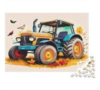 Puzzle 1000 Pezzi Premium Trattore Blu con uccelli, molto difficile, gioco mentale, 52x38 cm