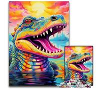 Puzzle 1000 pezzi "Psichedelico coccodrillo del Nilo" Puzzle impossibile per adulti Regalo perfetto per compleanni e feste 50x75CM/19,68x29,52 pollici