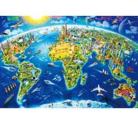 Puzzle 1000 Pezzi, Punti di Riferimento del Mondo, 70 x 50 cm, Puzzle da 1000 Pezzi per Adulti, Collezione Fantasy Puzzle, Mappa del Mondo Jigsaw Puzzle per Adulti e Bambini - Stampa di Alta Qualità