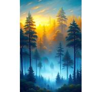 Puzzle 1000 Pezzi, Puzzle per Adulti Alba Nella Foresta Nebbiosa 75x50 cm, Impossibile Difficile Puzzles Impegnativo Come Regalo e Decorazione per Pareti