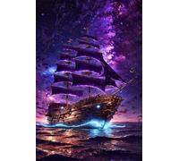 Puzzle 1000 Pezzi, Puzzle per Adulti Barca Vela Nella Notte Stellata 75x50 cm, Impossibile Difficile Puzzles Impegnativo Come Regalo e Decorazione per Pareti