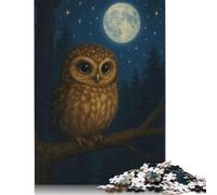 Puzzle 1000 pezzi Puzzle per adulti e bambini Simpatico gufo sotto il chiaro di luna Puzzle Gioco intellettuale e divertente 38x26 cm/1000 pezzi